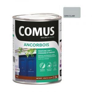 Comus Ancorbois gris clair ral 7035 3L - Peinture de protection et de décoration microporeuse 2 en 1 bois - gris clair