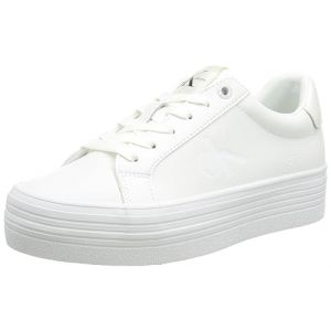 Calvin Klein Jeans Femme Baskets Vulcanisées Bold Vulc Flat Laceup Chaussures, Blanc (Bright White/Creamy White), 38 EU