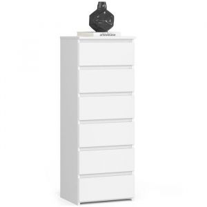 Commode Akord CL6 Blanche 40 cm 6 tiroirs façade Blanche 40x35x109 cm