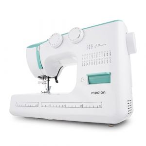 Medion Machine à Coudre - SM 60 - 62W - 24 Points + Points Doubles - 700 tr/min - LED - Turquoise