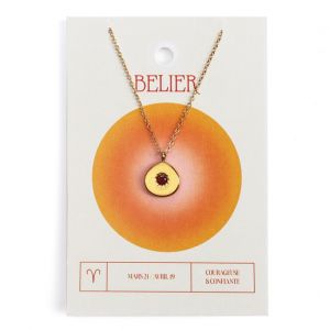 Nature & Découvertes Collier du zodiaque acier doré et strass en verre collection Aura