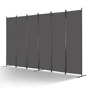 VEVOR Paravent Multifonctionnel &agrave; 6 Panneaux, Cloison de S&eacute;paration Autoportant 311 x 180,5 cm, S&eacute;parateur de Pi&egrave;ces Int&eacute;rieur Pliable, Brise-Vue pour Confidentialit&eacute;, Bureau, Chambre, Salon, Gris