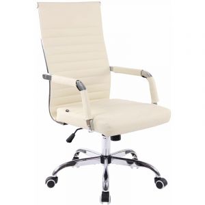 CLP Chaise De Bureau Amadora En Similicuir Avec Roulettes I Ergonomique R&eacute;glable En Hauteur I Dossier Et accoudoirs - Beige