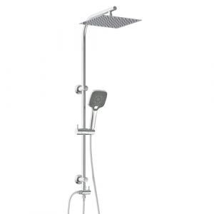 Schütte EISL EASY DELUXE DX12011 colonne de douche, colonne douche sans robinetterie 2 en 1 avec grande douche de pluie et douche colonne de pluie sans robinetterie, chrome
