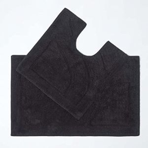 Homescapes - Tapis de bain haut de gamme 2 pièces Noir - Noir