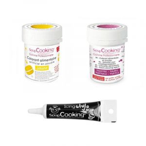 Scrapcooking 2 colorants alimentaires jaune-pourpre + Stylo gla