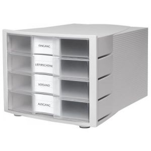 Han 1010-X-63 - Module de classement IMPULS, 4 tiroirs, en PS, coloris gris clair/incolore
