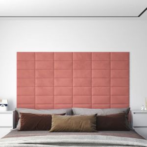VidaXL Panneaux muraux 12 pcs Rose 30x15 cm Velours 0,54 m²