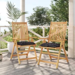 VidaXL Coussins de chaise 2 pcs carreaux noir 40x40x7 cm tissu