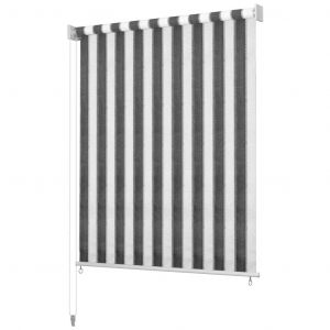 Image de VidaXL Store roulant d'extérieur 220x140 cm Rayures Anthracite / Blanc