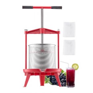 Pressoir a Fruits Manuel 14 l, Presse a Vin Panier en Acier Inoxydable, avec Poignee en t et Structure Triangulaire, Presse a Jus, Raisin, Cidre de