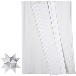 Bandes de papier étoiles, l: 10 mm, blanc, 500 pièce
