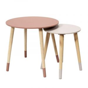 Lot de 2 Tables Gigogne Bicolore Rose