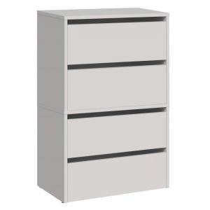 MONZ - Meuble à chaussures modulable - Dimensions 60x36x88cm - 4 portes rabattables - Blanc