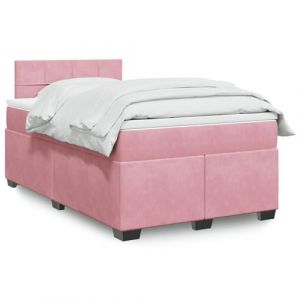 VidaXL Sommier &agrave; lattes de lit avec matelas Rose 120x200 cm Velours, lit, lit &agrave; plate-forme, lit &agrave; panneaux, meuble de chambre &agrave; coucher, canap&eacute;-lit