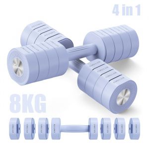 Haltère Musculation Réglable 4-en-1, Lot de 2 Poids de 1 à 4 kg, à Domicile ou en Salle De Sport, pour Hommes et Femmes, Bleu, MERACH