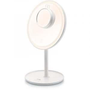 ETA Fenité Miroir de maquillage avec éclairage - grossit 5 fois par magnétisme - inclinable et rechargeable via USB-C - couleur de la lumière réglable - Ø20 cm - blanc