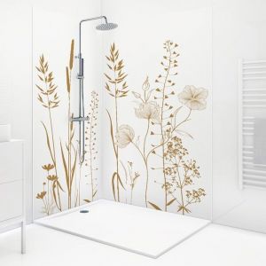 Lot de 2 panneaux de douche en aluminium (90x220 & 120x220 cm) + profil&eacute;s blanc - Vegetalist - Vert