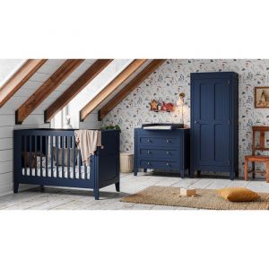 VOX Chambre compl&egrave;te lit b&eacute;b&eacute; &eacute;volutif commode &agrave; langer et armoire 1 porte Milenne Bleu