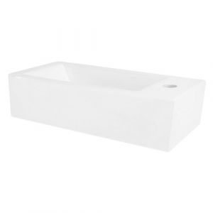 ML-Design Lavabo en Céramique, Rectangulaire, 51x25x13 cm, Blanc, Trou pour Robinet à