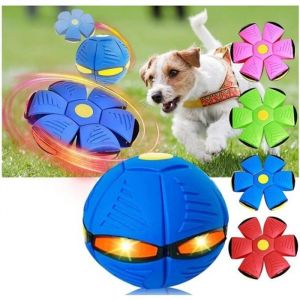 Balle Pour Chien De Soucoupe Volante Lumineuse Couleurs, Pet Toy Flying Saucer Ball, Balle Chien Indestructible, Jouet Pour (Ble