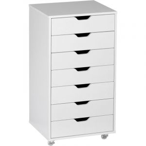 Vinsetto - Caisson bureau - rangement bureau 7 tiroirs - dim. 47,5L x 39,5l x 90H cm - blanc