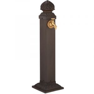 Relaxdays Fontaine extérieure pour le jardin ou la terrasse, robinet, design antique, HxLxP 81 x 21 x 24,5 cm, marron