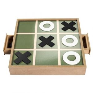 Jeu de tic tac toe en bois naturel avec 2 bacs de rangement et 10 pions inclus - - ALTOBUY