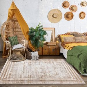 Unamourdetapis - Tapis salon et chambre 80x150 beige rectangle tiss&eacute; motif simple parisa