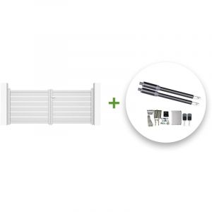 Portail battant &eacute;lectrique vogel 300x120cm blanc + Motorisation ranger B150