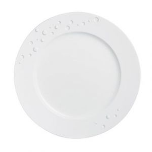 Image de Chef & Sommelier Assiette plate blanche avec motif goutte d'eau 32cm en porcelaine - Water Pearl