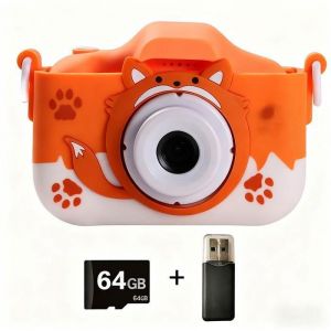 Appareil Photo pour Enfants, 2.0 Pouces Enfant Appareil Photo Numérique, Mini Caméra Enfant Rechargeable Caméscope Cadeau Jouet Filles Garçons de 3 à 10 Ans, vidéo HD 1080p, 64G SD Carte