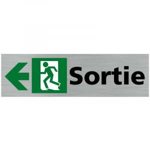 Signaletique.biz France - Pictogramme sortie de secours gauche (Q0161). Signalisation Porte - 170 x 50 mm - Autocollant souple ou plaque alu brossé