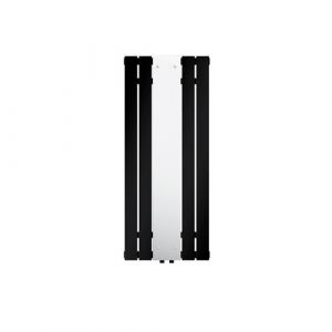 Radiateur Vertical en Acier, avec Miroir en Verre Véritable - 1200x450 mm - Noir Mat