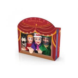 Set 4 marionnettes a main 30 cm le petit chaperon rouge - personnages conte - pour theatre enfant - set jouet educatif et carte