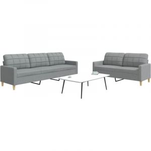 VidaXL Ensemble de canapés 2 pcs gris clair tissu, canapé, siège de canapé, canapé relax, canapé confort, fauteuil de télévision