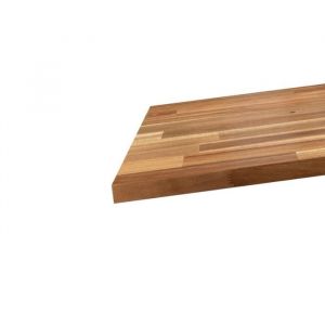 Plan de travail Acacia massif huil&eacute; lamell&eacute; coll&eacute; L.250 x P.65 cm, Ep.36 mm
