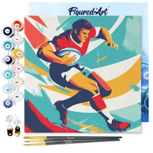 Mini peinture au numéro : Affiche sportive Rugby - toile tendue sur chassis