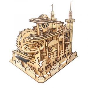 Dam Maquette en bois 3d, avec mouvement mécanique design de piste à billes château.