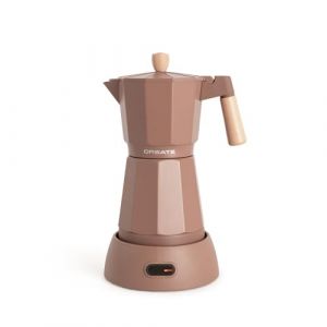 Cafeti&egrave;re italienne &eacute;lectrique - CREATE - Fonction maintien au chaud - 300 ml - 6 tasses - Aluminium