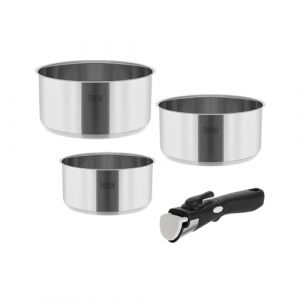 Teesa Ensemble de casseroles avec poignée détachable COOK EXPERT SINGLE HAND Acier Inoxydable Type 18/10 Tous Types de Cuisinières TSA0148
