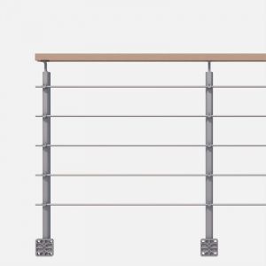 OPALU - Kit garde-corps silver avec main courante h&ecirc;tre 2m en applique