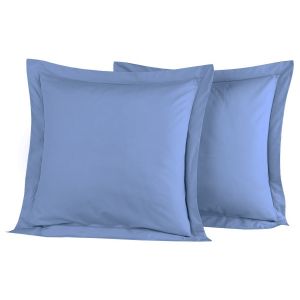 Sensei Maison Lot de 2 taies d'oreiller en percale de coton Cobalt 65x65 cm