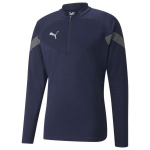 Puma Maillot d'Entraînement teamFINAL Fermeture Éclair 1/4 - Bleu Marine/Gris/Argenté, pointure Small - ['Bleu'] - Taille Small