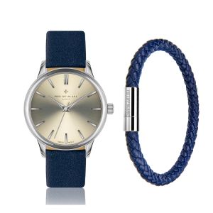Montre et bracelet en cuir Philipp Blanc Lugano