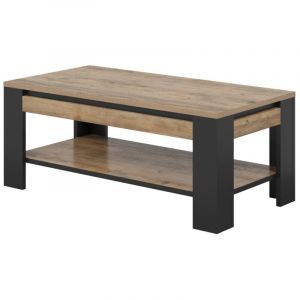 Meublorama - Table Basse collection meunier – Chêne Samdal & noir mat, 120×49×60 cm