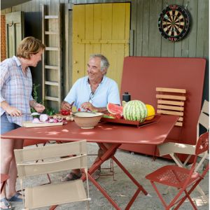 Image de Fermob Table pliante Caractère / 128 x 128 cm carbone en métal