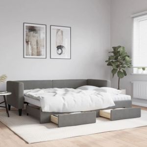 VidaXL Lit de jour avec gigogne et tiroirs gris foncé 80x200 cm tissu Gris foncé