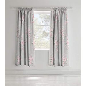 Catherine Lansfield Gris Rose Floral 168X183cm 168X183CM Plie Doublure CURTAINS Rideaux