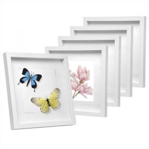 Image de EUGAD lot de 5 Cadres Photo Style 3D MDF et Verre 40x40cm Blanc